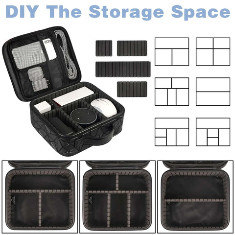 Grab And Go Cable Organizer Bag For Road Trips And Urban Travel Double Layer Electronics Storage Pouch showing interior compartments and dividers.