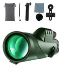 80x100 High Powered Monocular Telescope With Smartphone Adapter For Adults Dope Crystal Clear HD View, green telescope with accessories