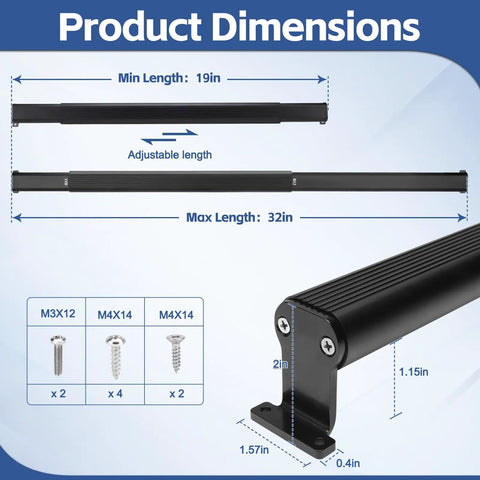 2-in-1 RV Screen Door Closer With Integrated Handle And Adjustable Tension Bar For Camper, Trailer Or Motorhome dimensions