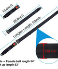 Universal Golf Cart Seat Belt Kit Front And Rear Lap Strap Belts For EZGO Yamaha Club Car Go Kart UTV Safe Passenger Belts Includes A Pair Bolts Not Included, showing adjustable black lap belts up to 53 inches with dimensions.
