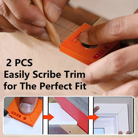 Two Pack Offset Ruler With Level 5 In 1 Multifunction Marking Tool For Parallel Lines And Pro Grade Scribing Marks For Screws Or Cutting Great For Quick Trim And A Perfect Fit In Woodworking Projects