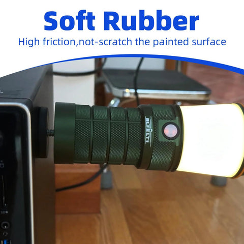 ULIBERMAGNET neodymium magnet with rubber coating and M6 thread; green knurled mounting magnet for lighting and tools