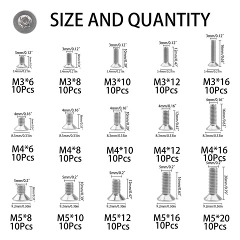 Torx Security Screws 150Pcs 304 Stainless Steel Tamper Resistant Machine Screws Set With 15 Sizes M3 M4 M5 diagram