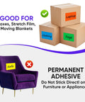 Big 5x3 Inch Blank Labels For Storage Bins, 240 Pack With 10 Colors Writable Labels on boxes and a sofa