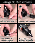 Steps to change head on Heavy Duty Pneumatic Rivet Nut Puller Kit With Self Locking Head And Built For Tough Jobs Complete Riveting Set