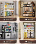 Heavy Duty 4 Tier Metal Garage Storage Shelf Built Like A Tank Carbon Steel Rack With Extra Large Capacity Wobble Free Platform displayed in living room.