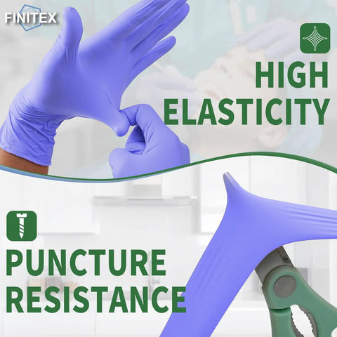 High elasticity and puncture resistance of Heavy Duty Nitrile Disposable Medical Exam Gloves Ice Blue 3.2 Mil Powder Free Latex Free