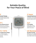 Waterproof Zigbee Temperature Sensor With 1.5M Stainless Steel Probe LCD Display And App Monitoring -40 To 115 C Range on wall