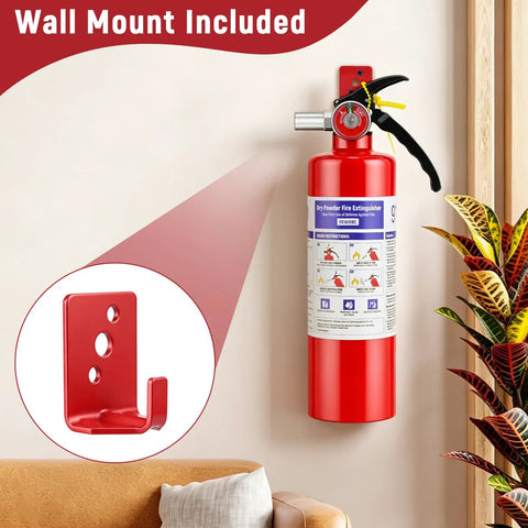 Two Pack Of 2.5 Pound ABC Fire Extinguishers UL ANSI 299 Certified Portable Dry Chemical with wall mount, in a home setting.