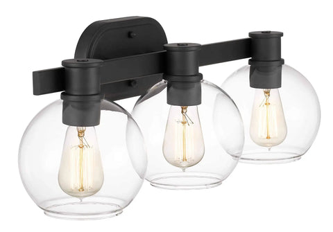Modern Farmhouse 3 Light Vanity Light Industrial Wall Sconce With Clear Glass Globe Shade For Bedroom Hallway Kitchen Mirror Laundry Room Dope Farmhouse Glow Up Or Down Mount Now