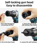 Kick Butt With This Automatic Cordless Rivet Gun Featuring 2X4000mah Batteries And A Super Portable Design For Professional Fastener Work On Steel Aluminum And Stainless Steel Hardware Kits self-locking gun head assembly