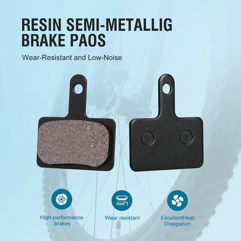 4 Pairs Disc Brake Pads For Mountain Bikes With Resin And Semi Metallic Compound For Quiet Grippy Stops And Long Rotor Life Plug And Play Replacement Compatible With TRP Tektro Shimano Deore Ebike Brakes Black on display