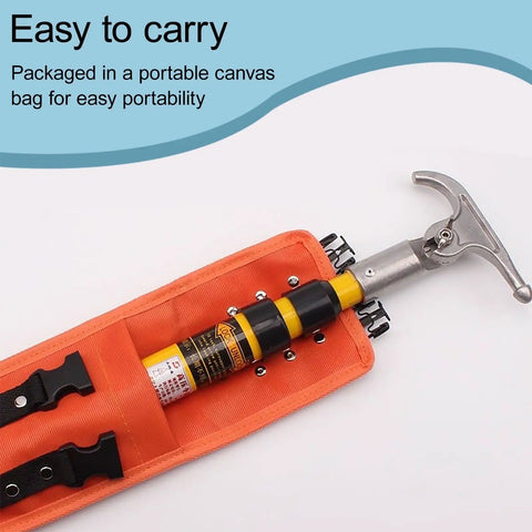 Insulated Rescue Hook With Portable Hot Stick for Emergency Care in orange canvas bag, easy to carry, 9.8ft reach