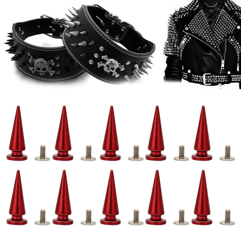 Badass Screw On Metal Spikes, copper tone craft studs, 10x26mm, for bags and leather jackets, includes ten screw sets.