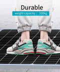 Person standing on solar panel demonstrating durability, part of 1800W Home Grid Tie Solar Kit With 15X120W Monocrystalline Panels.