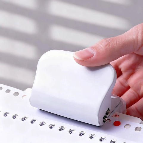 Hand operating Six-Hole Binding Machine For Planners, White Manual Punch For A4 B5 A5 Paper, Binds Docs Fast