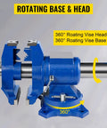 Beefy 6 Inch Bench Vise With 360 Degree Swivel Head And 30Kn Clamping, heavy duty for home garage, industrial ductile iron construction