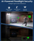 All In One Solar Floodlight Camera With 2K Clarity, Up To 1000 Lumens Motion Activated Light And Siren, wireless outdoor security at night