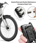 Foldable 16-In-1 Bike And Motorcycle Repair Tool Kit With Hex Wrenches And Screwdrivers Portable Multitool shown in use