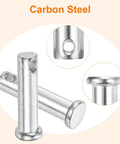 Heavy Duty Single Hole Clevis Pins 3/8 By 1-1/2 Inches Carbon Steel Flat Head 5 Pack for Mechanics Repairs, Rugged Silver Finish