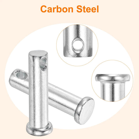 Heavy Duty Single Hole Clevis Pins 3/8 By 1-1/2 Inches Carbon Steel Flat Head 5 Pack for Mechanics Repairs, Rugged Silver Finish
