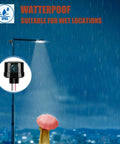 Outdoor Dusk To Dawn Photocell Light Sensor Switch With Auto On Off, IP65 waterproof for wet locations, illustration in rainy setting.