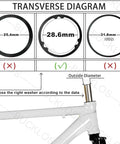 Diagram of bike headset with correct 28.6mm outside diameter for 11 Piece Bike Headset Spacer Set With Aluminum Alloy And Carbon Fiber, Includes 2 3 5 10 15 20 Mm Sizes, 1 1/8 Inch Fork, Threadless Compatible, Great For MTB Road BMX And Folding Bikes, Durable Lightweight And Easy Install.