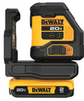 Pro Grade Green Cross Line Laser Kit With 180 Ft Beam Reach, 1/8 Inch At 30 Ft Accuracy, 20V Max Battery Platform, Super Bright Green Beams For Indoor And Outdoor Leveling, Quick Setup And Durable For DIY And Pros, DEWALT 20V Max 2Ah battery