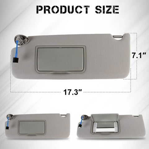 Left Driver Side Sun Visor Replacement For Honda Pilot 2016 To 2022, Ridgeline 2017 To 2023, Passport 2019 To 2022 dimensions