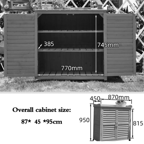 Heavy Duty Outdoor Garden Storage Cabinet Constructed From Solid Wood With Weather Resistant Shell For Zero Hassle Tool Hauling And Top Notch Backyard Organization That Really Nails It