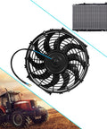 Beat The Heat Shop Grade 12 Inch Curved Electric Radiator Cooling Fan Push Pull Rig with visible components for engine cooling.
