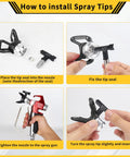 How to install spray tips for Heavy Duty 3600 Psi Airless Primer Paint Spray Gun with Five Reversible Tips and Two Brass Guards.