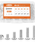 8-32 304 Stainless Steel Button Head Socket Cap Screws Kit With Allen Hex Drive Fully Threaded Machine Bright Finish