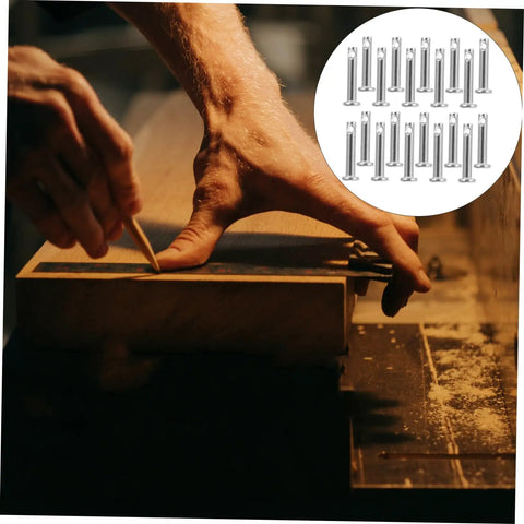 Stainless Steel Clevis Pin Kit, 20 piece flat single hole pins in use for woodworking, ideal for machinery and DIY projects.