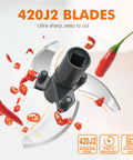 Portable Manual Food Chopper For Veggies And Fruits Handy Hand Pull String Cutter Onion Garlic Mincer 500ml showing 420J2 blades.