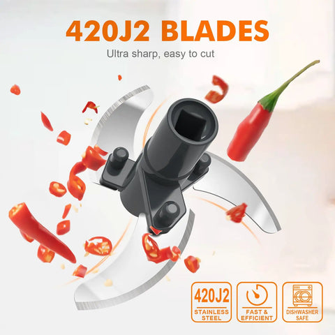 Portable Manual Food Chopper For Veggies And Fruits Handy Hand Pull String Cutter Onion Garlic Mincer 500ml showing 420J2 blades.