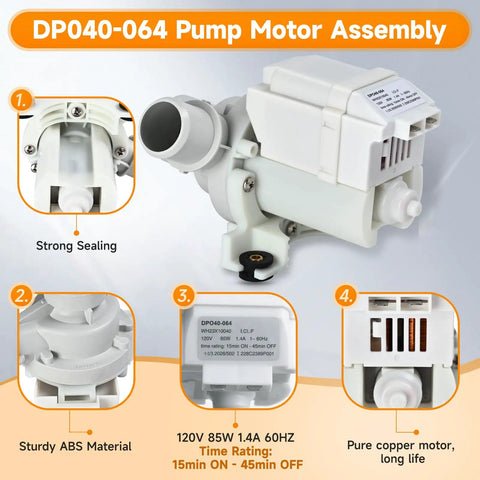 Drain Pump Replacement For Washer Fits GUD27ESSM1WW GTUN275EM GTUP240EM GTUP270GM And Kenmore 26615322 Easy Install No Fuss Durable Pump For Smooth Quiet Draining, white ABS motor assembly