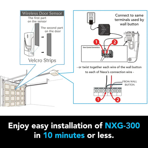 Smart WiFi Garage Door Controller NXG 300 Remotely Open And Close Your Garage With App Works With Alexa Google Assistant And Siri No Hub Required Voice Control WiFi Black
