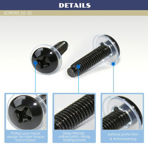 10-32 Rack Screws 100 Pack Solid Zinc Plated Carbon Steel Hardware With Smooth Pilot Points And Phillips Heads Paired With Durable Plastic Washers for server installation close-up view.