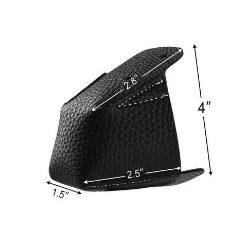 Two Pack Roller Skate Toe Cap Guards Protectors PU Leather Toe Covers For Roller Derby, black with dimensions labeled