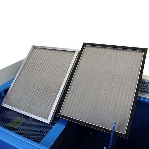 Heavy Duty Metalworking Downdraft Table Featuring Dual Motors And Killer 3700 Cfm Airflow with metal filters for dust control.