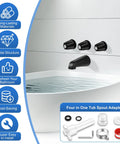 Tub Shower Trim Kit With Four In One Tub Spout Adapter, Shower Knob, And Bath Spout For Half Inch Copper Pipe And Three Quarter Inch IPS Connections, Matte Black Finish, Compatible With Verve Tub Faucet Handles, installed with water-filled tub.