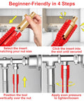 Step-by-step guide using 8 In 1 Faucet And Sink Installer Wrench For Plumbing Repairs with red handle and aluminum insert.