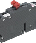 New Zinsco R381520 Twin 15/20 Amp Circuit Breaker Replacement, Slim Twin Duplex 2 Pole, gray with red switch, side view