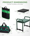 Foldable Garden Kneeler Seat Bench With Cross Body Tool Bag And Removable Pouch Heavy Duty Stool dimensions and accessories