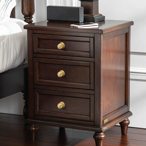 Nightstand with Brushed Gold Solid Brass Cabinet Knobs 5 Pack 1.18 Inch Diameter Drawer Pulls