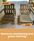 Total Patio Game Changer Teak Care Kit For Outdoor Furniture That Knocks Out Grime While Cleaning Brightening Treated Wood With Cleaner Brightener Oil Set For A Crisp Fresh Backyard Vibe. Before and after teak chair restoration.