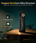 Magnetic 1500 Lumen Rechargeable Work Light With 5000mAh Battery, 4 Modes And UV 395nm, shown standing on a table surface.