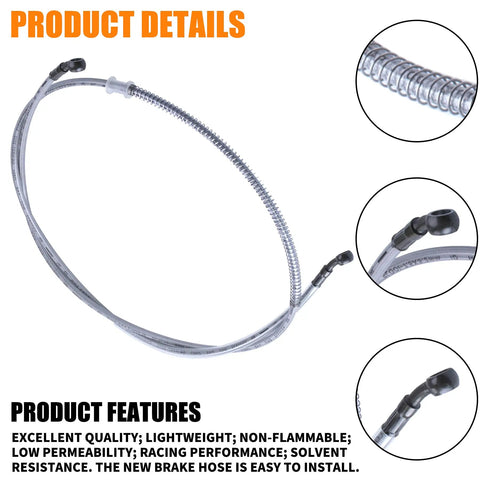 70 Inch Braided Hydraulic Brake Hose Line With 10mm Banjo Ends for GY6 Scooters ATVs Dirt Bikes Go Karts shown coiled