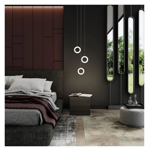 Modern s for Dining Room Decoration Interior for Home Lights for Kitchen Table Light Nordic Style LED Pendant Lights, three rings.